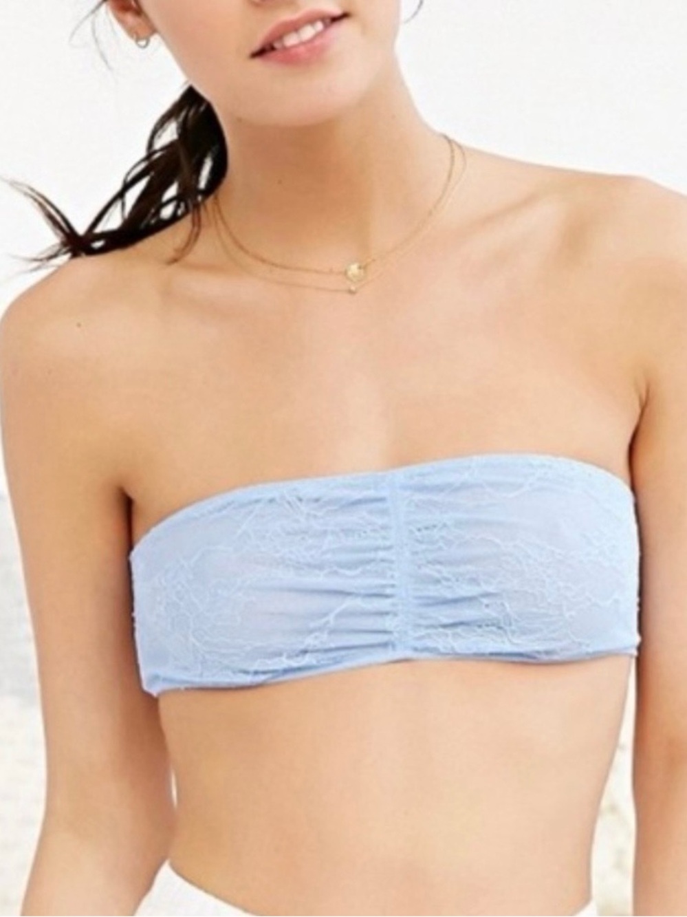 Kimchi Blue Urban Outfitters Light Blue Strapless Lace Bandeau Bralette Large
